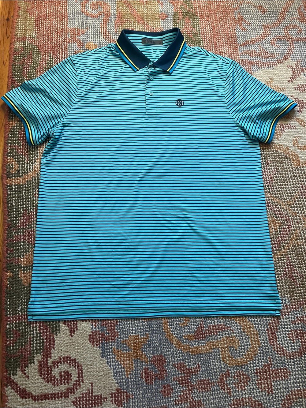 G/FORE Skull & Tees 3D Tech Jersey Golf Polo Size XL Teal Blue Performance Shirt